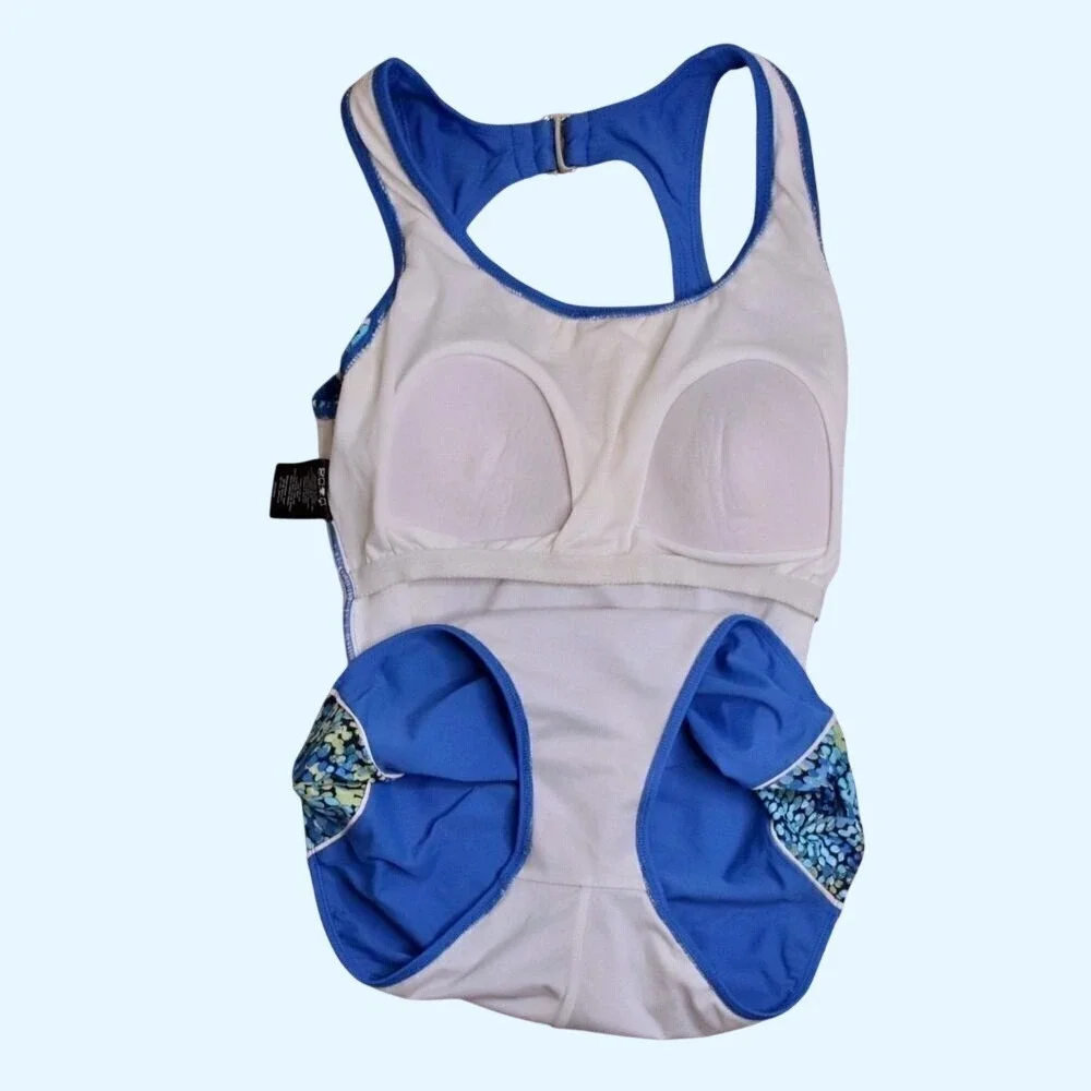 Catalina Side Band Racerback Blue 1pc Swimsuit Moderate Coverage MEDIUM Vacation